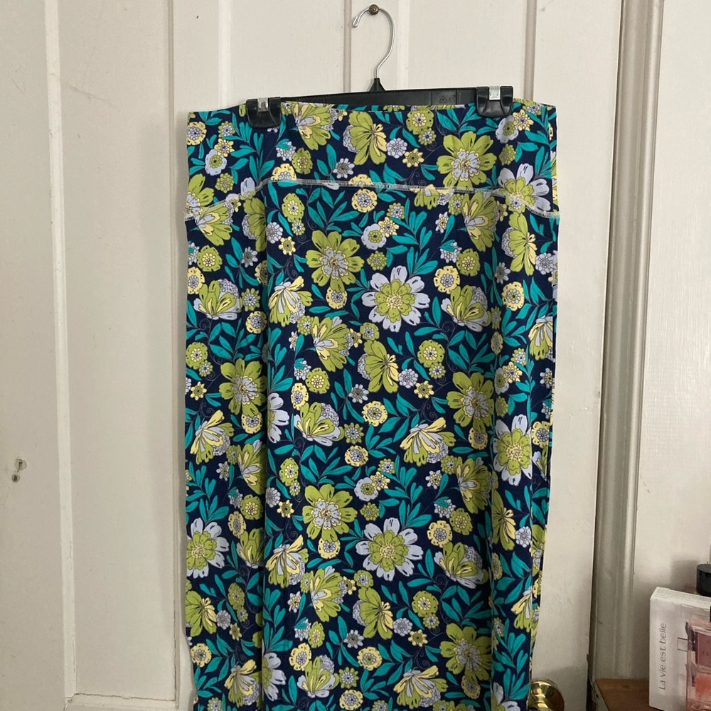 Pretty blue & green floral maxi skirt from Sahalie